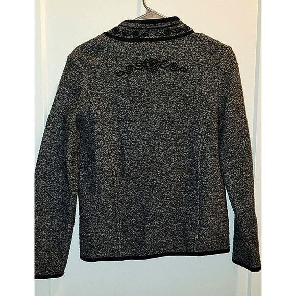 Pendleton Wool Grey Black Floral Embroidered Jacket Blazer Size S P - Picture 2 of 9